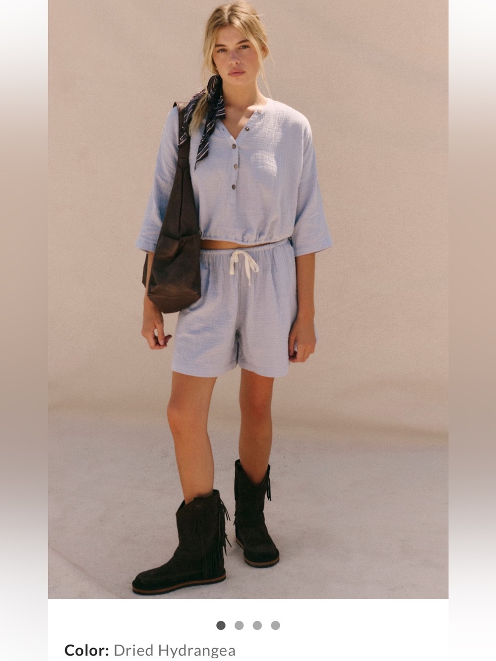 Free People Cyrus Shorts Set in Dried Hydrangea